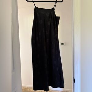 Black Spaghetti Strap Black Midi Dress